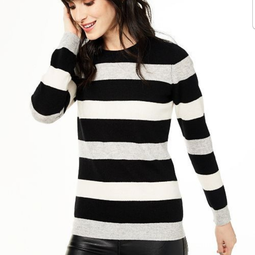 Pure Cashmere Striped Crewneck Sweater